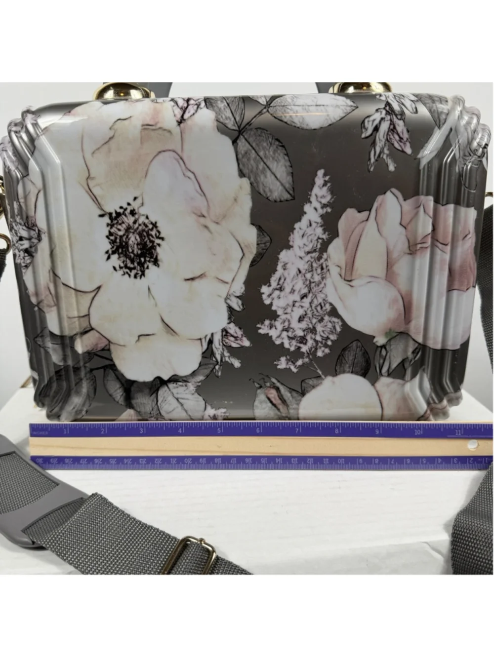 Triforce Elite Performance Avignon Hard Travel Makeup Case Zipper Gray Floral